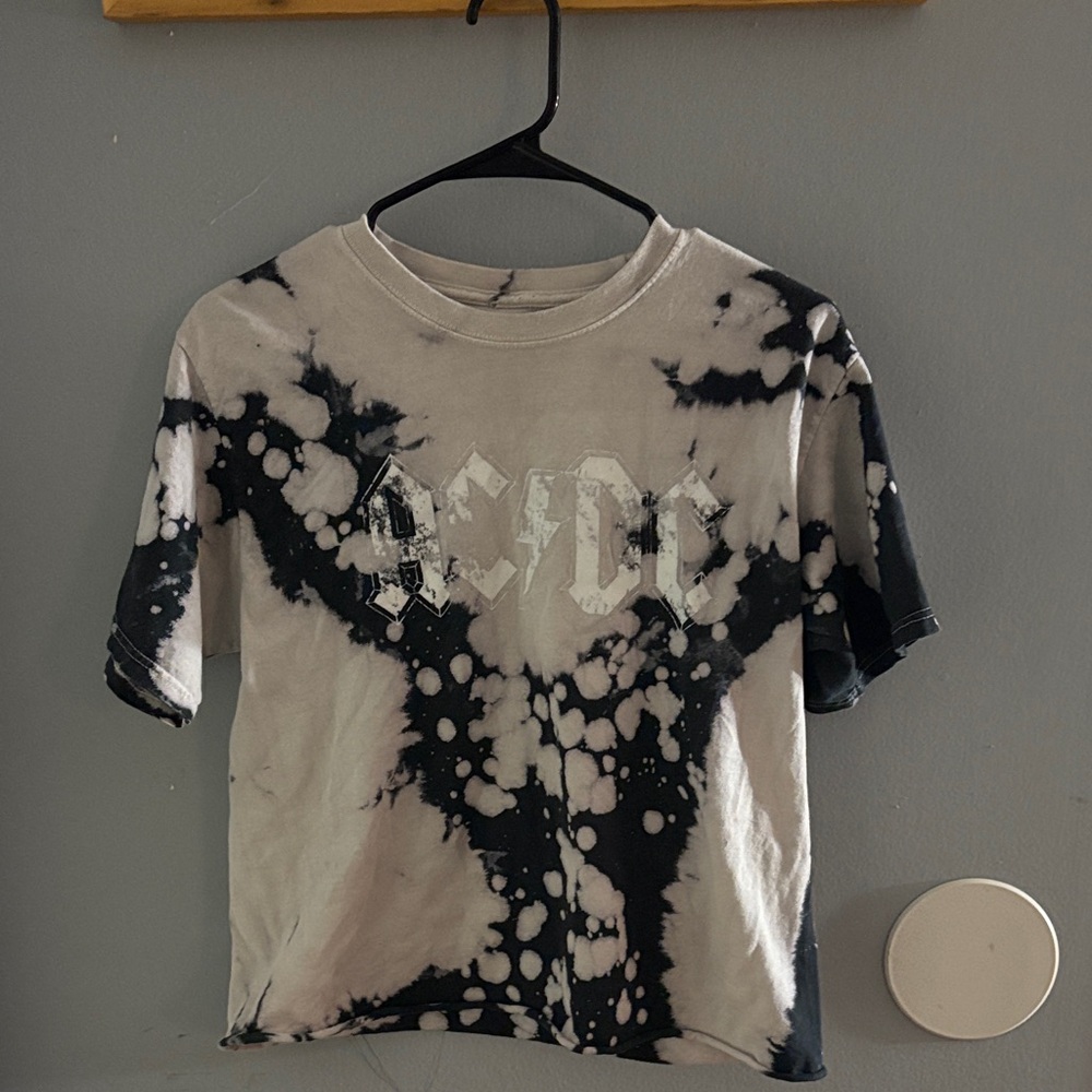 AC/DC Black and White Tie-Dye Crop Top